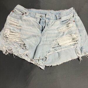 American Eagle Outfitters Light Blue Distressed Denim Shorts